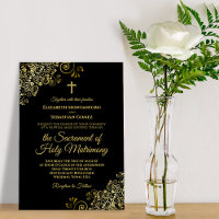 Elegant Black & Gold Modern Catholic Wedding