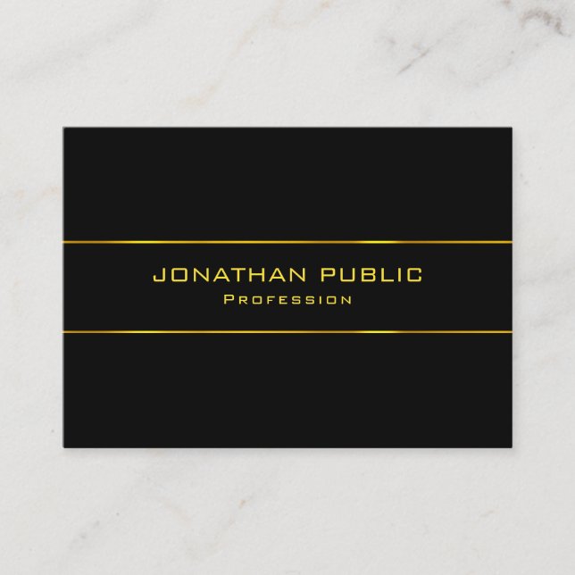 Elegant Black Gold Modern Excellent Template Top Business Card (Front)