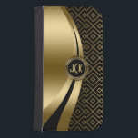 Elegant Black & Gold Modern Geometric Pattern Samsung S4 Wallet Case<br><div class="desc">Black and gold and black modern geometric pattern and dynamic modern lines design. Custom and optional monogram. Several variation on this design, with different position of the elements and different colour combinations. Not actual glitter or metallic finish, but digital image effect. If you need any help customising, changing colour, or...</div>