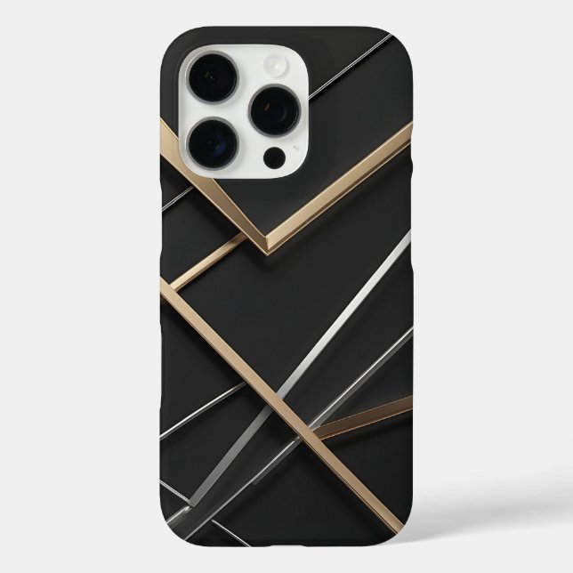Elegant Black & Gold Modern iPhone Case (Back)