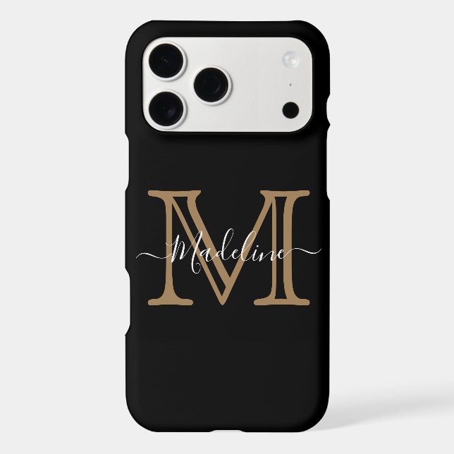 Elegant Black Gold Modern Monogram (Back)