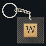 Elegant Black Gold Modern Monogram Initial Script Key Ring<br><div class="desc">Elegant Black Gold Modern Monogram Initial Script Keychain. Features a luxury black and gold diamond pattern background.</div>
