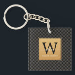 Elegant Black Gold Modern Monogram Initial Script Key Ring<br><div class="desc">Elegant Black Gold Modern Monogram Initial Script Keychain. Features a luxury black and gold diamond pattern background.</div>