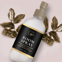Elegant Black & Gold Modern Room Mist Spray Label