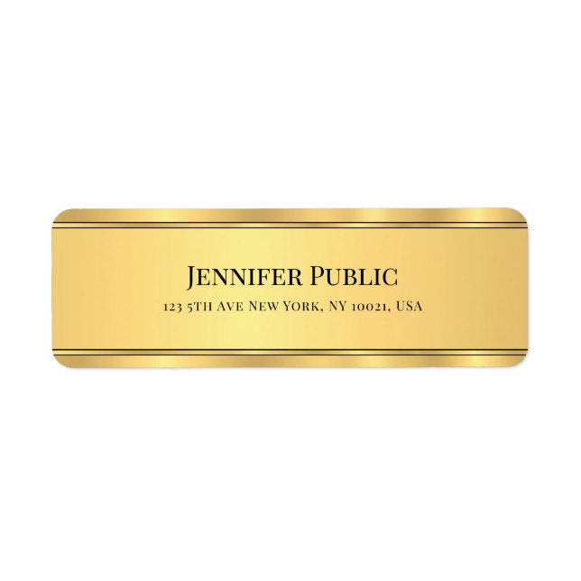 Elegant Black Gold Modern Template Return Address Label (Front)