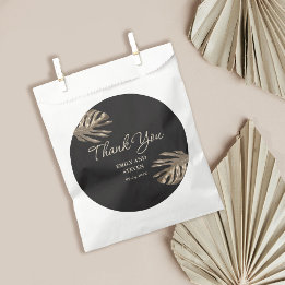 Elegant Black Gold Modern Thank You Wedding Favour Bag