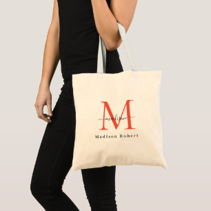 Elegant Black Gold Monogram Initial Script Custom  Tote Bag