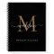 Elegant Black Gold Monogram Initial Script Name