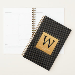Elegant Black Gold Monogram Initial Trendy 2023 Planner