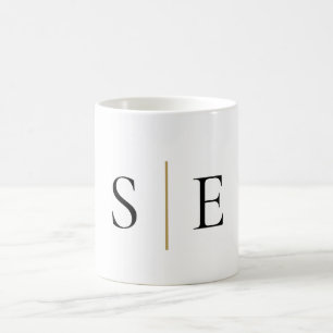Elegant Black Gold Monogram Minimalist Coffee Mug