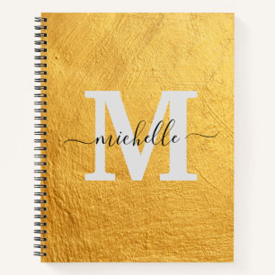 Elegant Black Gold Monogram Name Notebook