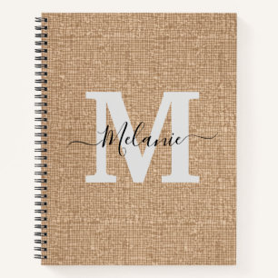 Elegant Black Gold Monogram Name Notebook
