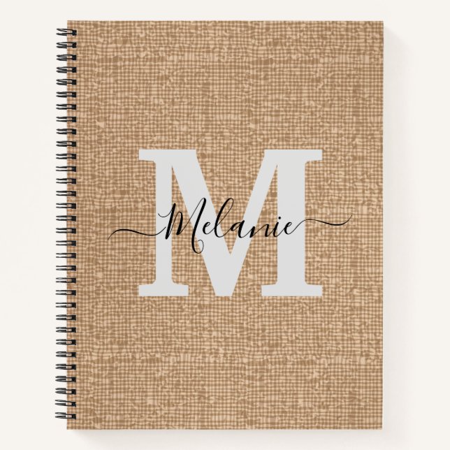 Elegant Black Gold Monogram Name  Notebook (Front)