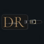 Elegant Black Gold Monogram Script Name Stylish Luggage Tag<br><div class="desc">Elegant Black Gold Monogram Script Name Stylish Bag Tag</div>