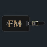 Elegant Black Gold Monogram Script Name Stylish Luggage Tag<br><div class="desc">Are you looking for a unique personalised luggage tag? Check out this legant Black Gold Monogram Script Name Stylish Luggage Tag. You can personalise it very easily with your own name and monogram and contact details. Also a great gift in black and gold for every traveller out there. Happy customising!...</div>