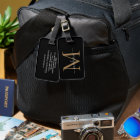 Elegant Black Gold Monogram Script Name Stylish