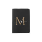Elegant Black Gold Monogram Script Name Stylish