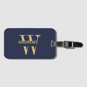 Elegant Black gold monogrammed Luggage Tag