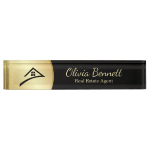 Elegant Black & Gold Nameplate