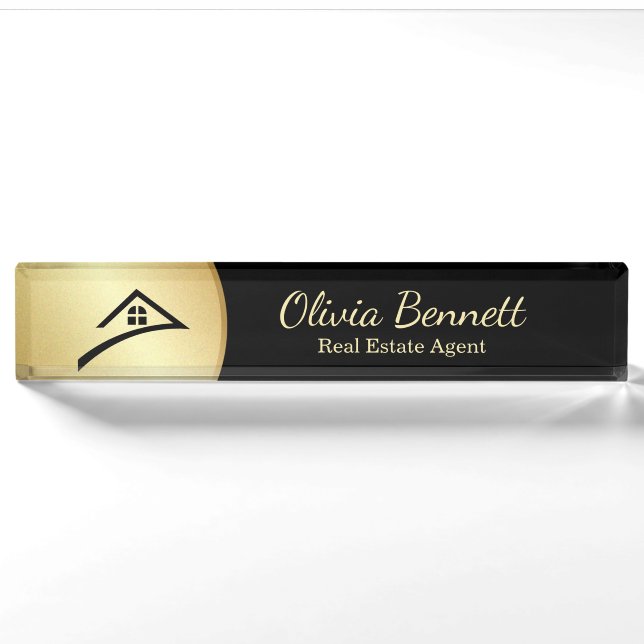 Elegant Black & Gold Nameplate (Front)