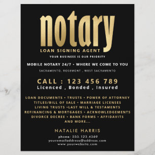 Elegant Black & Gold Notary Loan Agent Flyer
