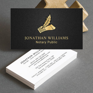 Elegant Black & Gold Notary Public Business Card