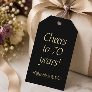 Elegant Black Gold Ornament 70th Birthday  Gift Tags