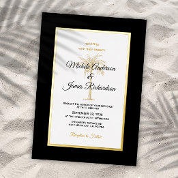Elegant Black Gold Palm Tree Tropical Wedding