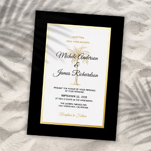 Elegant Black Gold Palm Tree Tropical Wedding