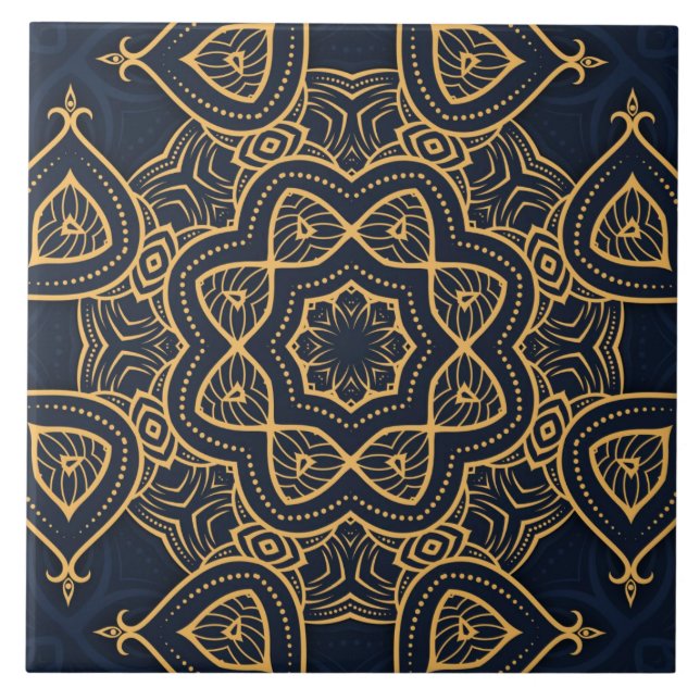 elegant black gold pattern ceramic tile (Front)