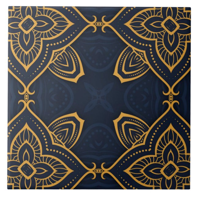 elegant black gold pattern ceramic tile (Front)