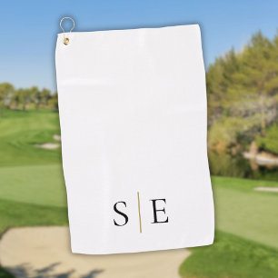 Elegant Black Gold Personalised Monogram  Golf Towel