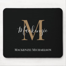 Elegant Black Gold Personalised Monogram Name 