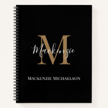 Elegant Black Gold Personalised Monogram Name 