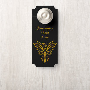 Elegant Black & Gold Phoenix Rising Bird Room Door Hanger