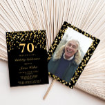 Elegant Black Gold Photo 70Th Birthday Party  Invitation<br><div class="desc">Elegant Black Gold 70Th Birthday Party Invitation</div>