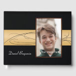 Elegant Black Gold Photo Bar Mitzvah Guest Book<br><div class="desc">Create a wonderful keepsake of your Bar Mitzvah celebration with this guest book featuring a photo of your young man,  with an elegant black and gold design.  Coordinating invitations also available.</div>