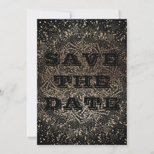 Elegant Black Gold Photo Save The Date Invitation