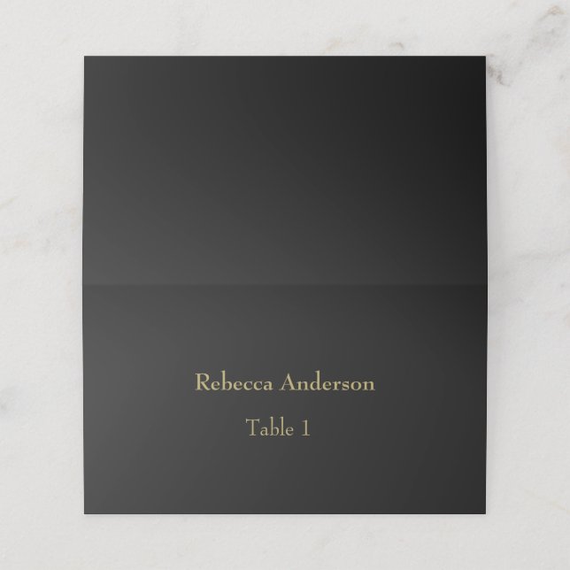 Elegant Black & Gold Place card (Outside Unfolded)