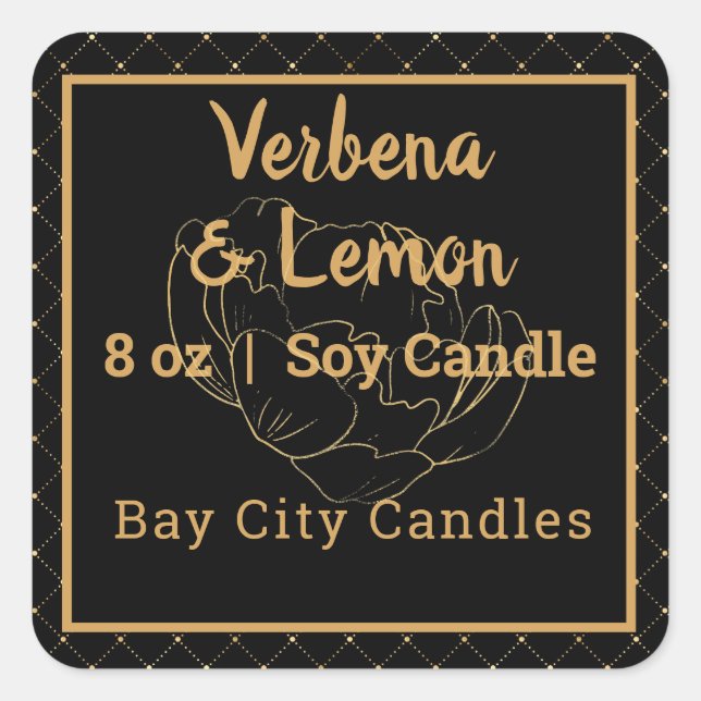 Elegant Black & Gold Product Labels (Front)