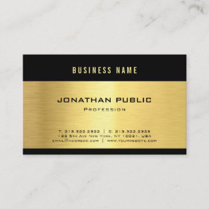 Elegant Black Gold Professional Luxury Shiny Plain Business Card