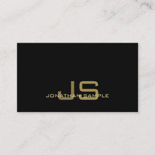 Elegant Black Gold Professional Modern Monogram Business Card