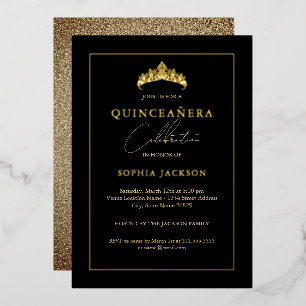 Elegant Black Gold Quinceanera 15th