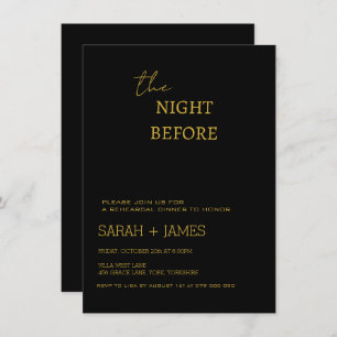 Elegant Black & Gold Rehearsal Dinner Wedding   Invitation