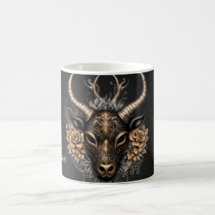 Elegant black gold reindeerhaed coffee mug