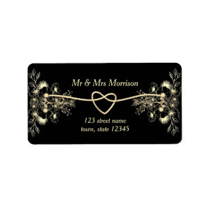 Elegant Black Gold Return Address Label