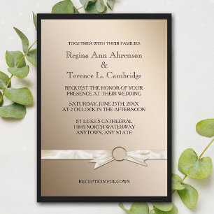 Elegant Black Gold Ribbon Wedding Invitation