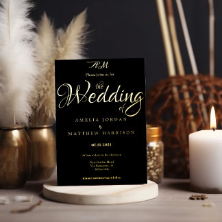 Elegant Black Gold Romantic Calligraphy Wedding