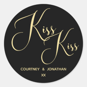 Elegant Black Gold Saying with Customisable Name Classic Round Sticker