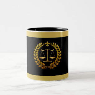Elegant Black&Gold Scales of Justice lawyer Two-Tone Coffee Mug